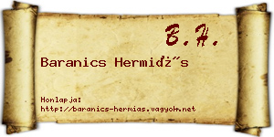 Baranics Hermiás névjegykártya